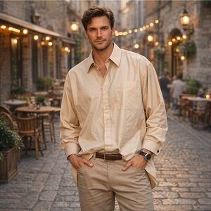 Giorgio Ferraro Design Italy Button Up Dress Shirt Mens 19.5 36/37 Classic Top